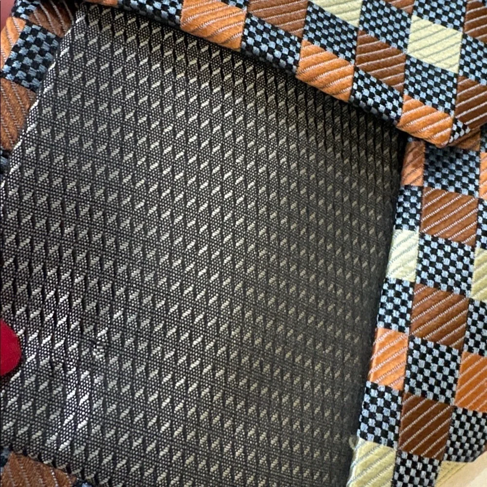 Valerio Garati Checkered Tie in brown yellow check black gray career